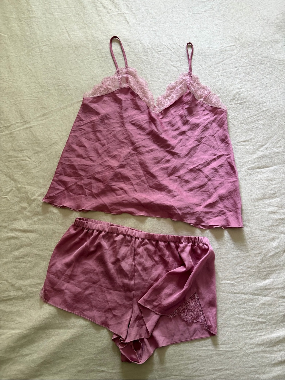 Victoria's Secret Rose Pink Lace-Trim Cami & Shorts Set